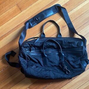 Ralph Lauren black nylon leather trim duffle weekender bag